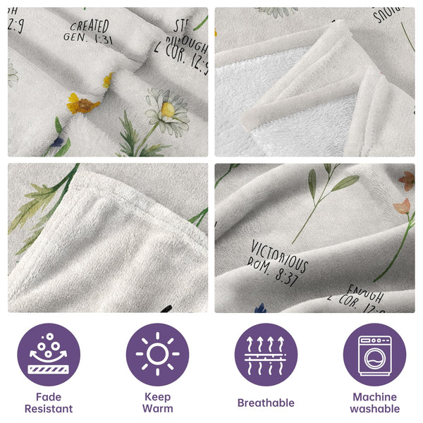 Christian Gifts for Women, Christian Blanket with Flowers, Birthday Gifts for Women, Inspirational