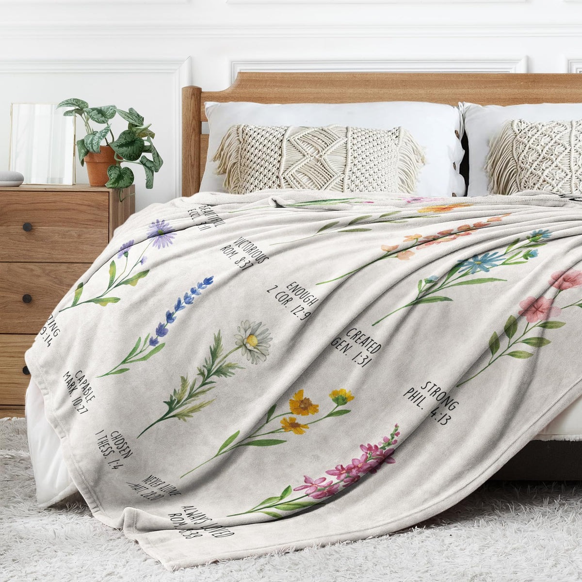 Christian Gifts for Women, Christian Blanket with Flowers, Birthday Gifts for Women, Inspirational