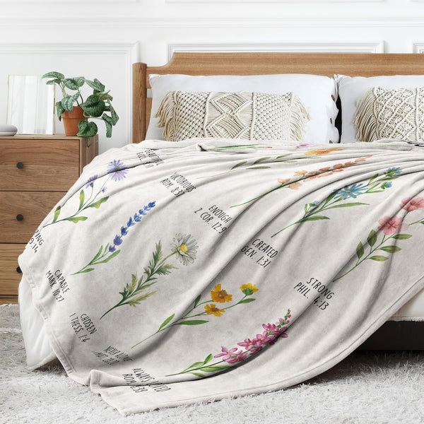 Christian Gifts for Women, Christian Blanket with Flowers, Birthday Gifts for Women, Inspirational