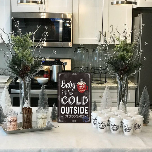 1pcs Baby It's Cold Outside Bar Sign Farmhouse Christmas Decor Christmas Vintage Metal Sign