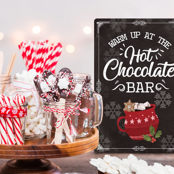 Hot Chocolate Bar Sign Farmhouse Christmas Decor Christmas Vintage Metal Sign Retro Tin Sign