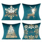 Teal Christmas Gold Throw Pillow Covers Xmas Cases Decorations 18X18 Set of 4