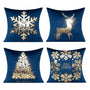 Velvet Blue Christmas Gold Throw Pillow Covers Xmas Cases Decorations 18X18 Set of 4
