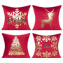 Red Christmas Gold Throw Pillow Covers Xmas Cases Decorations 18X18 Set of 4