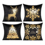 Velvet Black Christmas Gold Throw Pillow Covers Xmas Cases Decorations 18X18 Set of 4