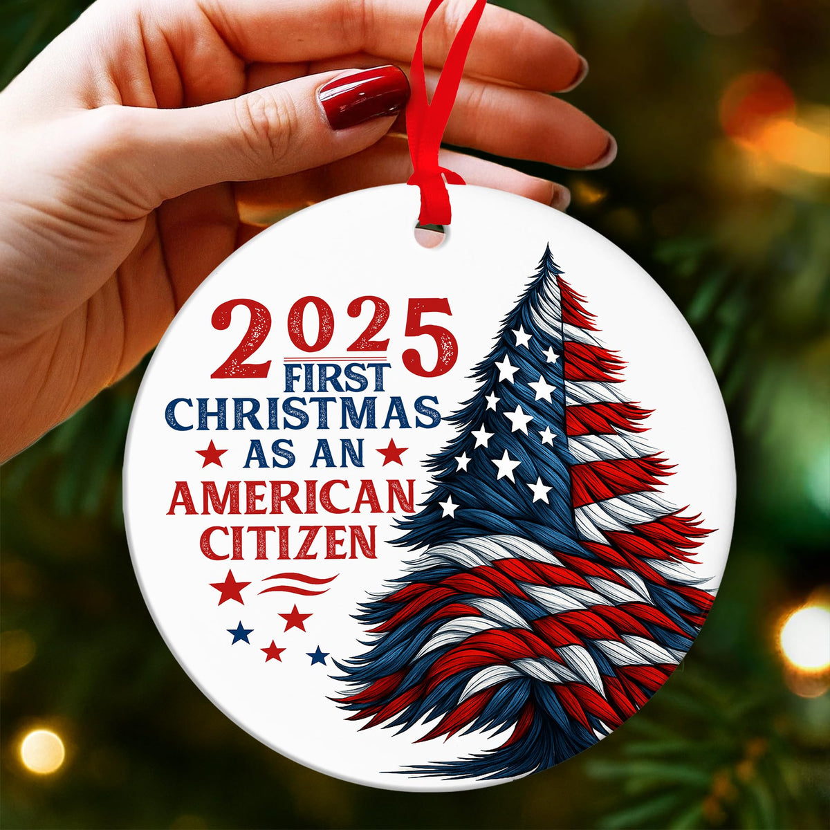 American Flag Gifts - Striking USA Christmas Ornament for Patriotic Celebrations