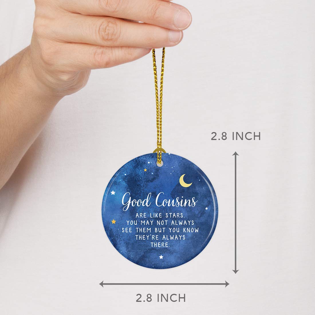 Round Ceramic Porcelain Cousins Christmas Keepsake Gift - Cousin Star Ornament, 1-Pack
