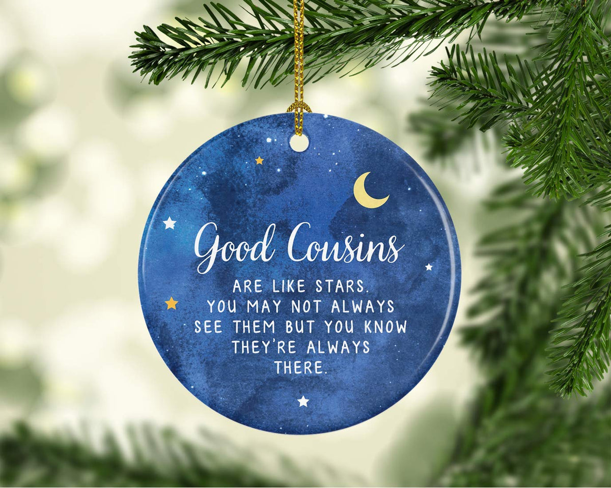 Round Ceramic Porcelain Cousins Christmas Keepsake Gift - Cousin Star Ornament, 1-Pack