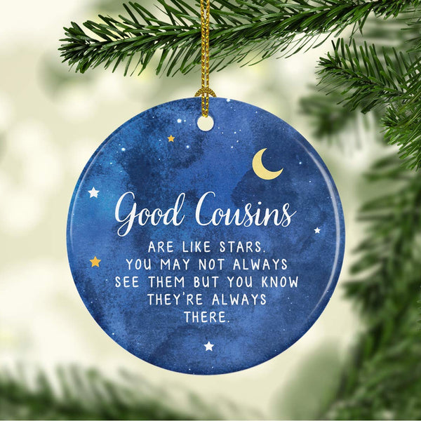 Round Ceramic Porcelain Cousins Christmas Keepsake Gift - Cousin Star Ornament, 1-Pack