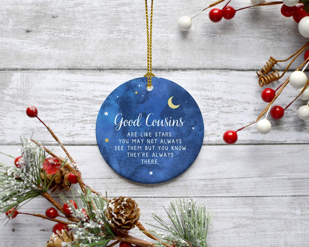 Round Ceramic Porcelain Cousins Christmas Keepsake Gift - Cousin Star Ornament, 1-Pack