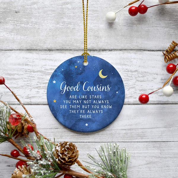 Round Ceramic Porcelain Cousins Christmas Keepsake Gift - Cousin Star Ornament, 1-Pack