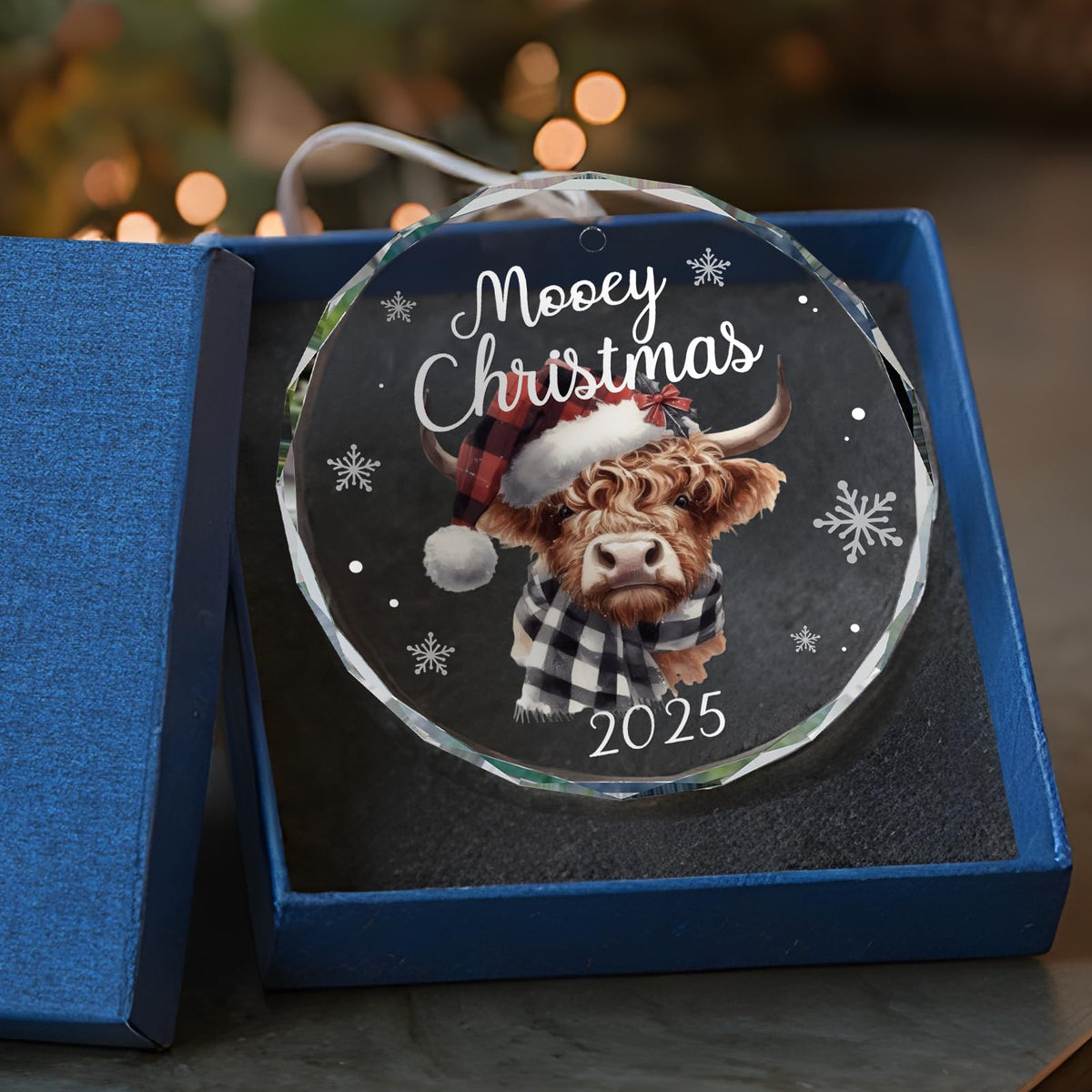 Christmas Ornaments 2025, Highland Cow Ornament for Christmas Tree Rustic Farmhouse Mooey Decorations Western Holiday