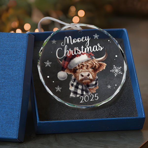 Christmas Ornaments 2025, Highland Cow Ornament for Christmas Tree Rustic Farmhouse Mooey Decorations Western Holiday