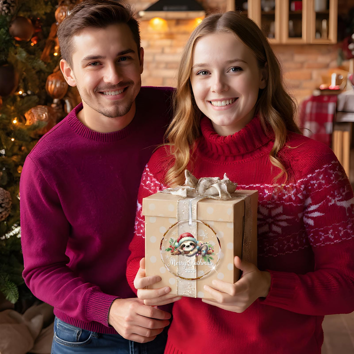 Christmas Ornaments 2025, Sloth Ornament for Christmas Tree for Sloth Lover Women Men Friends Bestie Girlfriend BFF