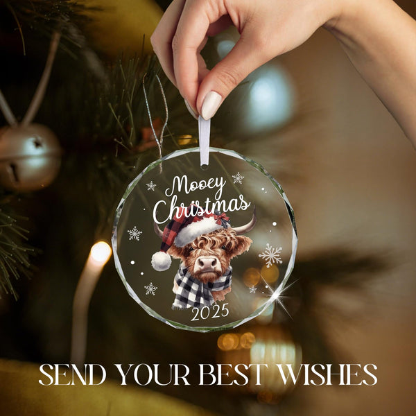 Christmas Ornaments 2025, Highland Cow Ornament for Christmas Tree Rustic Farmhouse Mooey Decorations Western Holiday
