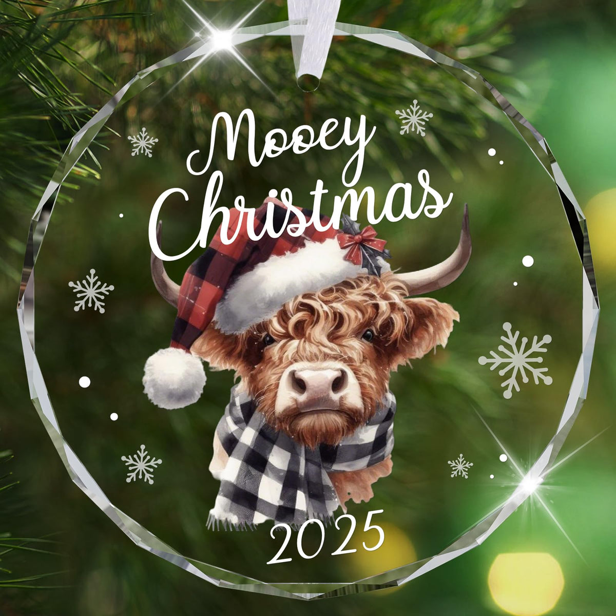 Christmas Ornaments 2025, Highland Cow Ornament for Christmas Tree Rustic Farmhouse Mooey Decorations Western Holiday