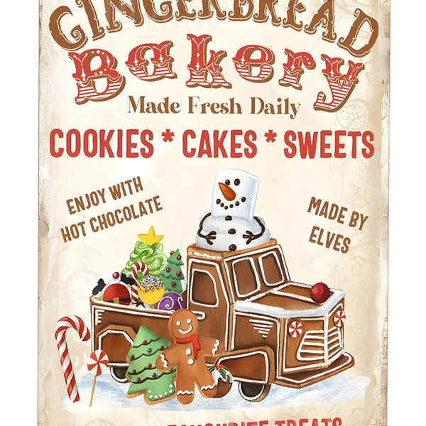 Vintage Christmas Decor Gifts Rustic Christmas Mrs Claus Gingerbread Bakery Santa‘s Favorite Treats