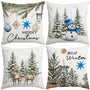 Christmas Throw Pillow Covers, 18x18 inch Decorative Farmhouse Merry Christmas Tree Snowman Winter Blue
