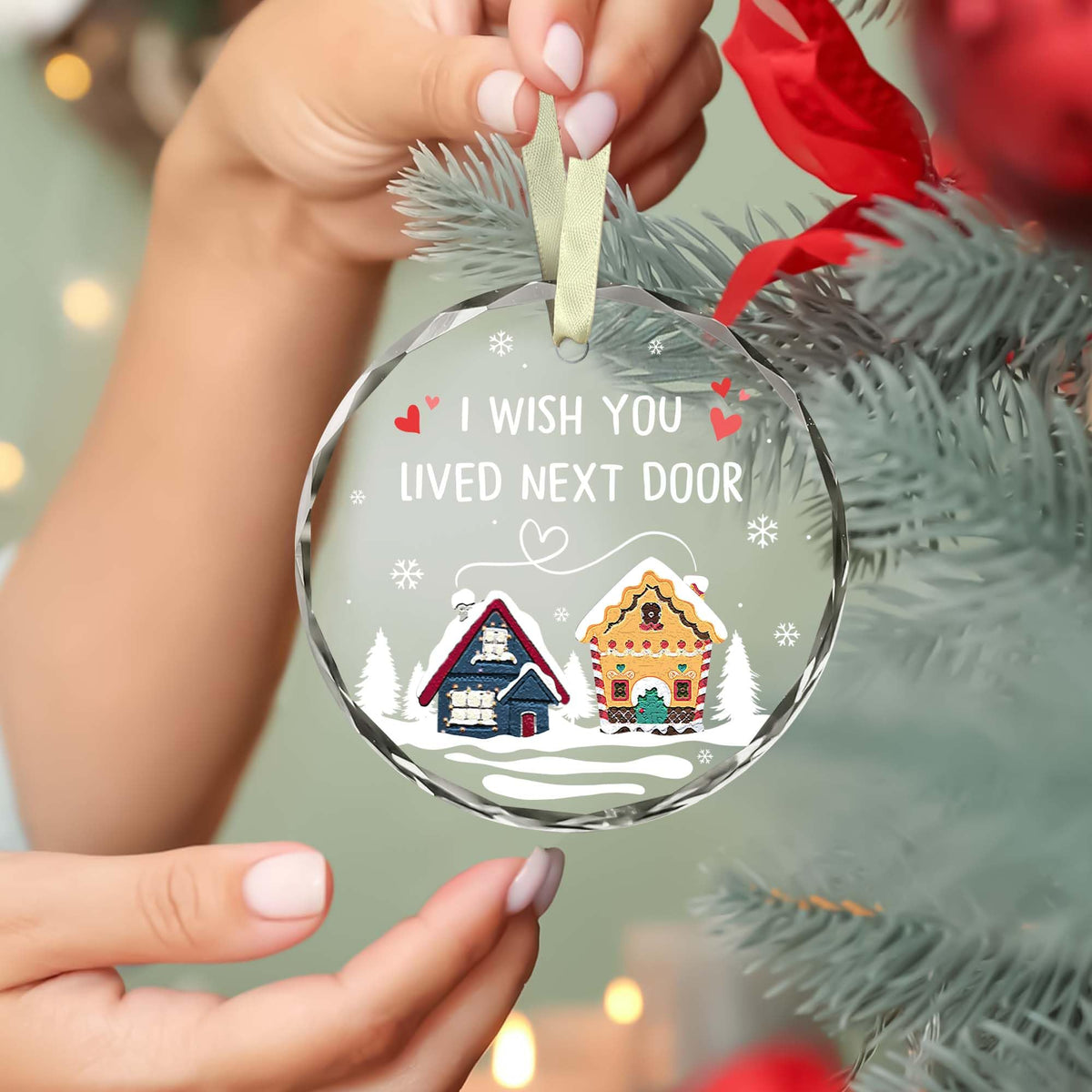 Christmas Friend Ornament - Friend Gifts - Bestie Ornament - I Wish You Lived Next Door - Friendship, Long Distance Relationship Gifts