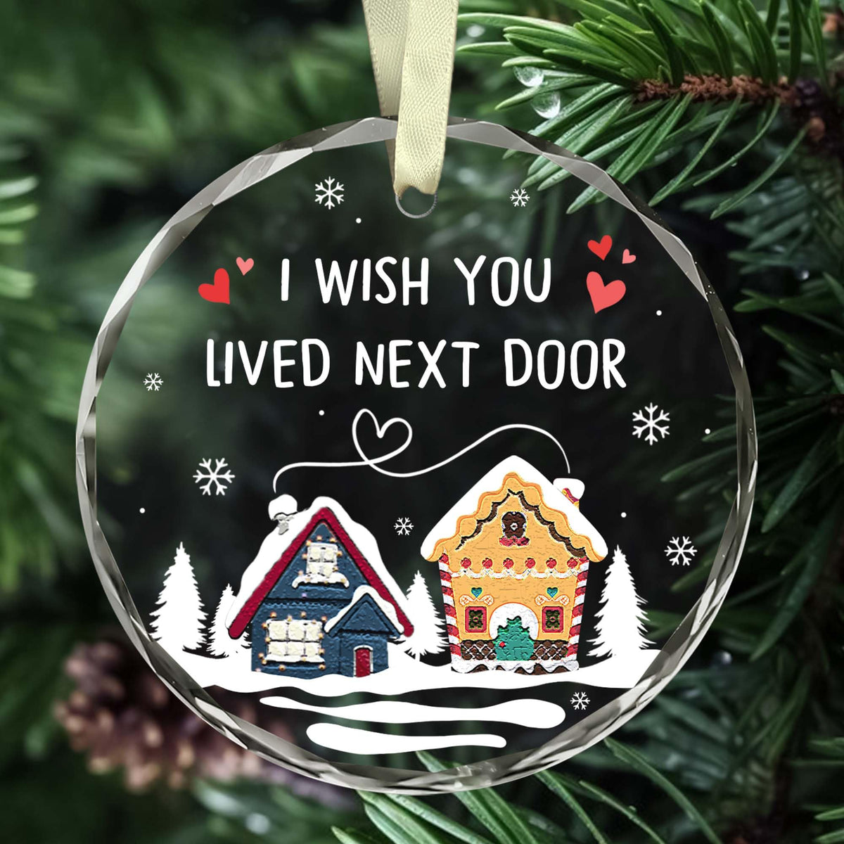 Christmas Friend Ornament - Friend Gifts - Bestie Ornament - I Wish You Lived Next Door - Friendship, Long Distance Relationship Gifts