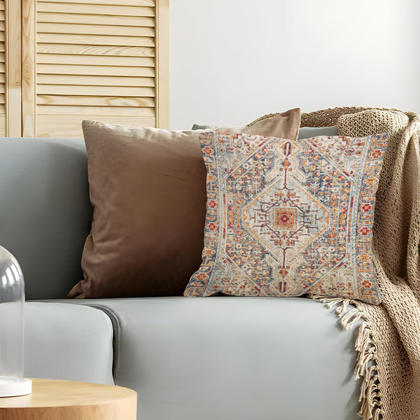 Boho Throw Pillow Covers 18x18 inch Set of 2,Bohemian Vintage Carpet Pattern Antique Ethnic Decor