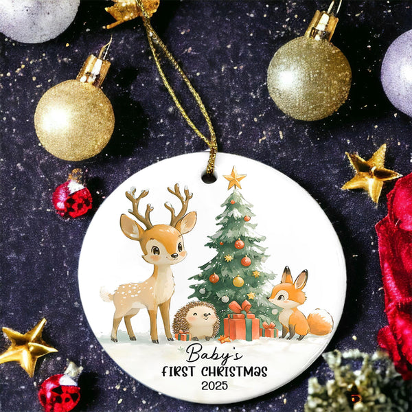 Baby's First Christmas Ornament 2025, Baby 1st Christmas, New Baby Ceramic Ornament for Girls Boys, Keepsake Newborn Baby Ornaments