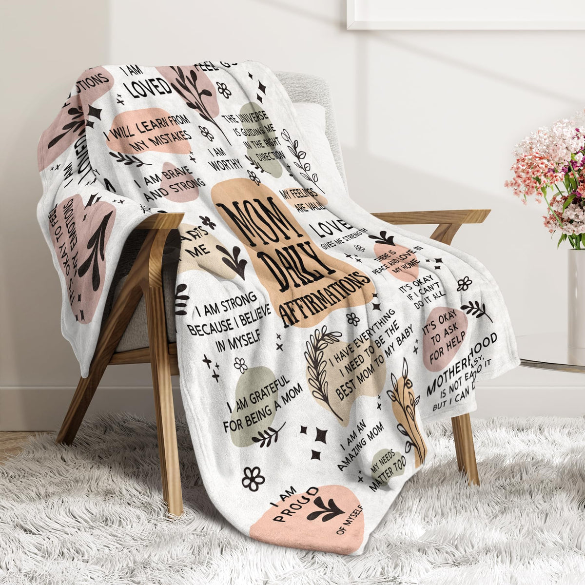 New Mom Gifts Blanket, Christmas Birthday Gifts for Mom, Mama Daily Affirmations Blankets
