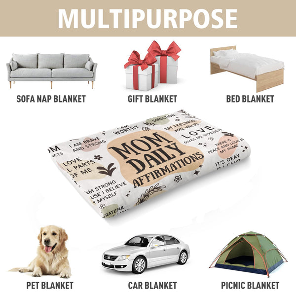 New Mom Gifts Blanket, Christmas Birthday Gifts for Mom, Mama Daily Affirmations Blankets