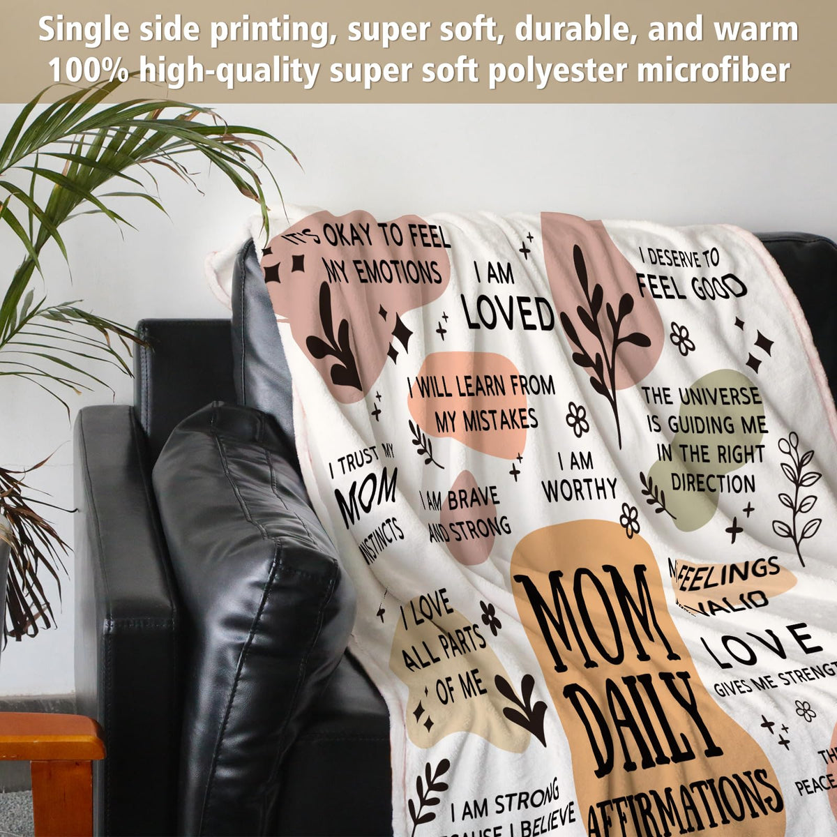 New Mom Gifts Blanket, Christmas Birthday Gifts for Mom, Mama Daily Affirmations Blankets