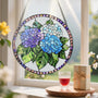 8-Inch Stained Glass Ornament, Stained Glass Window Hanging, Blue Hydrangea