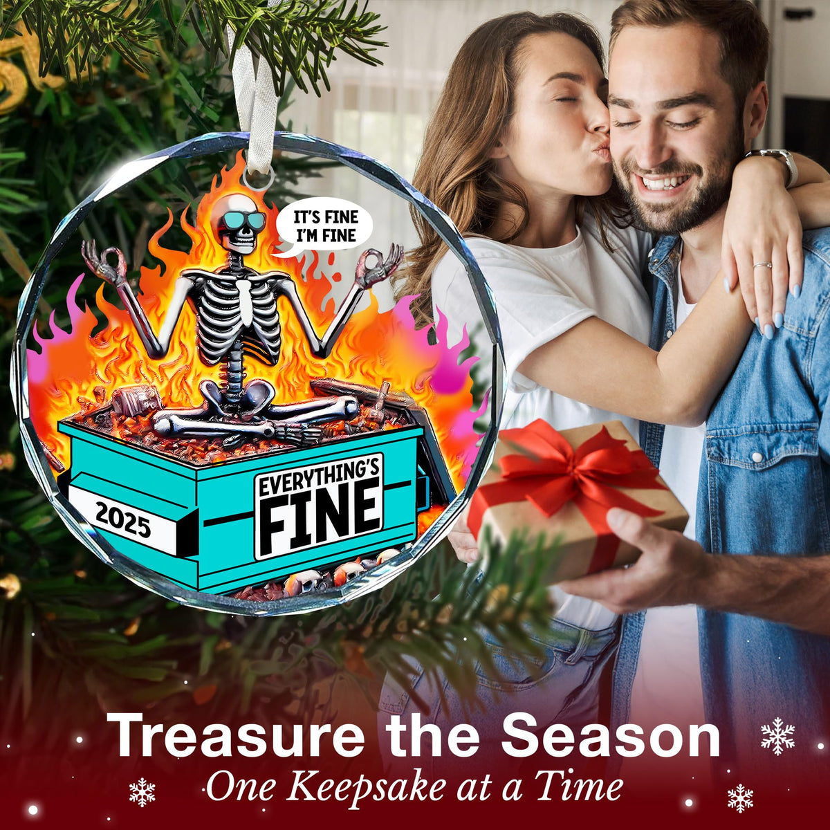 Dumpster Fire Ornament for Christmas Tree - Ideal Dumpster Fire Gifts for Him and Her
