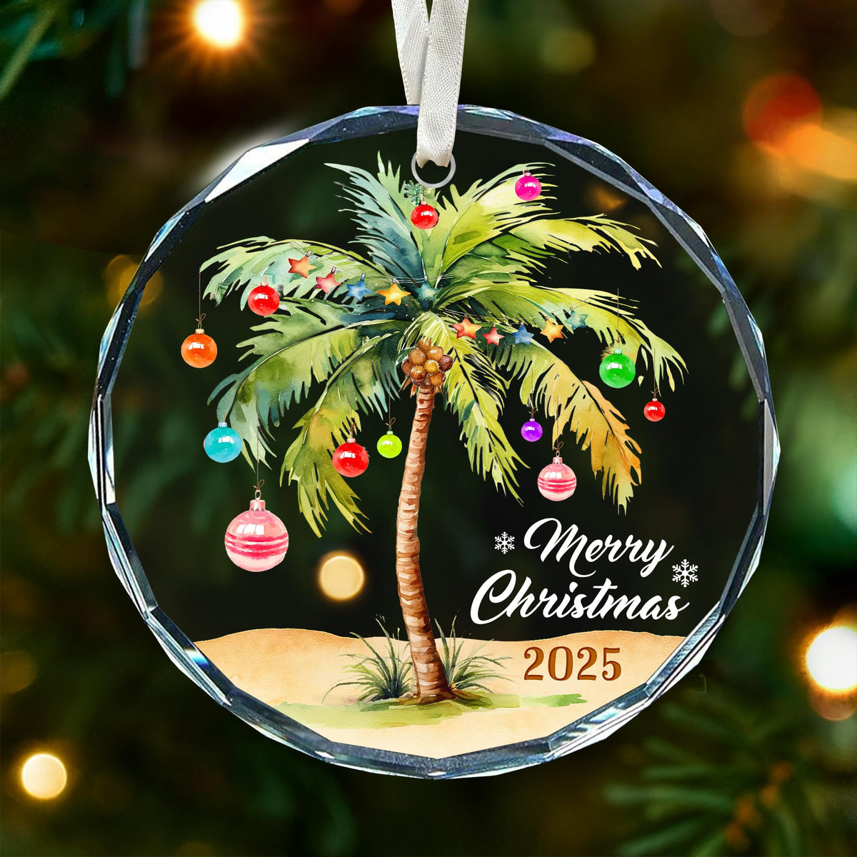 Palm Tree Christmas Ornament - Coastal Beach Ornaments for Christmas Tree, Ocean and Beachy Ornaments