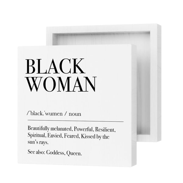 Black Woman Definition Decorative Wooden Box Sign Positive Affirmations Rustic Desk Decorations