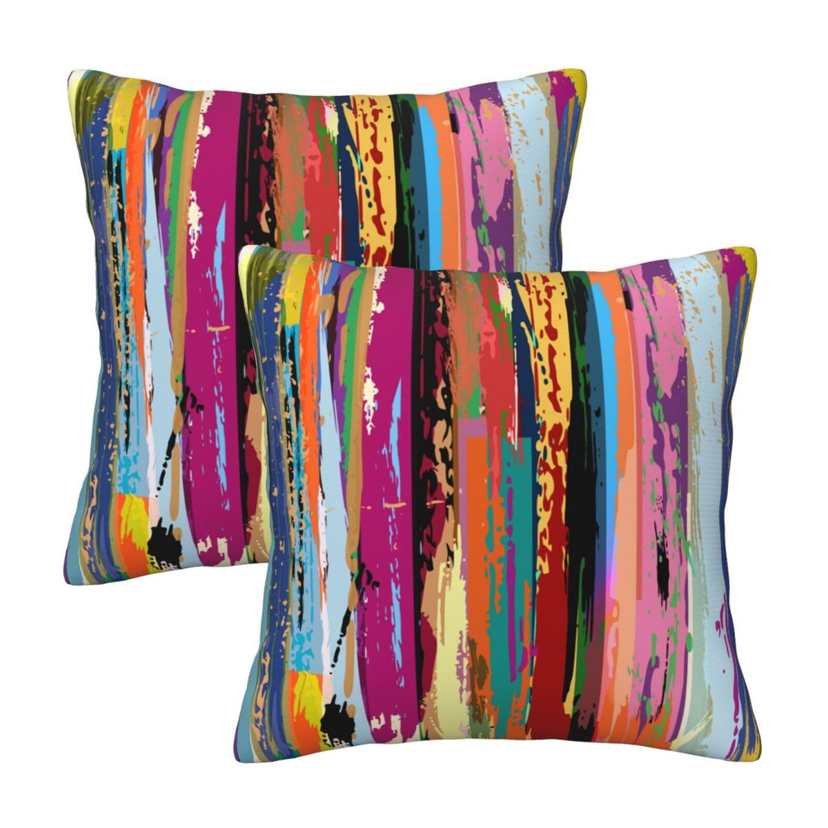 Multicolored Rainbow Abstract Throw Pillow Covers 18x18 in Set of 2, Decor Art Vibrant Pillow Case