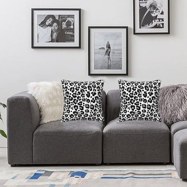 White and Grey Leopard Print Pillow Covers 18x18 in Couch Cheetah Pillow Case Sets of 2