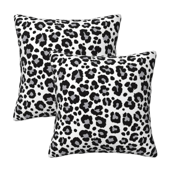 White and Grey Leopard Print Pillow Covers 18x18 in Couch Cheetah Pillow Case Sets of 2