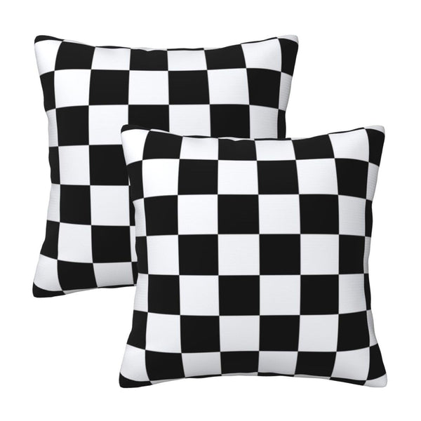 Checkered Pillow Covers 18x18 in Couch Black and White Plaid Pillow Case Sets of 2