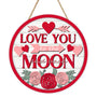 Valentines Day Front Door Sign, Love You to The Moon and Back Rose Hearts Wood Hanger Outdoor Porch Home Decor