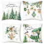 Merry Christmas Throw Pillow Covers 18x18 Inch Green Pine Trees Snowman Xmas Balls Ornaments
