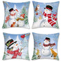 Christmas Winter Snowman Throw Pillow Covers 18x18 Inch Snowy Forest Pine Tree