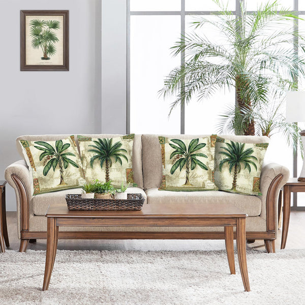 Tropical Palm Tree Throw Pillow Covers 18 x 18 Inch Summer Green Leaves Decorative