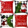 Brightown Grey Christmas Pillow Covers 18x18 Set of 4 Christmas Decorations