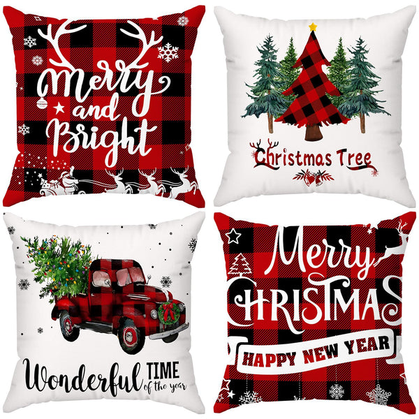 Brightown Grey Christmas Pillow Covers 18x18 Set of 4 Christmas Decorations