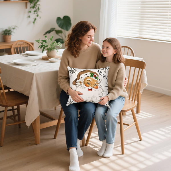 Brightown Grey Christmas Pillow Covers 18x18 Set of 4 Christmas Decorations Soft Pillowcase Santa Car Snow