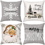 Brightown Grey Christmas Pillow Covers 18x18 Set of 4 Christmas Decorations Soft Pillowcase Santa Car Snow
