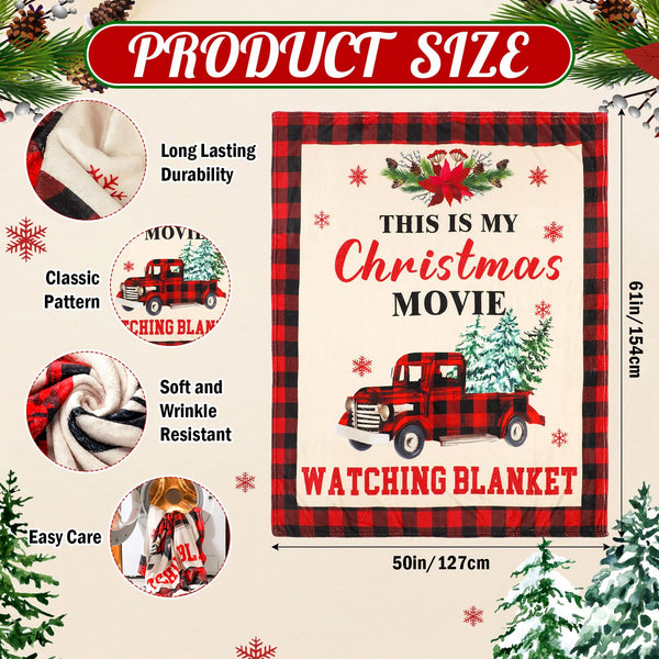 50'' x 60'' Christmas Throw Blanket This is My Christmas Movie Watching Blanket Plush Warm Black Red Movie Lover Gifts