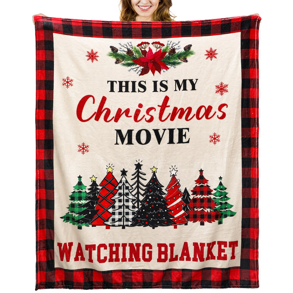 50'' x 60'' Christmas Throw Blanket This is My Christmas Movie Watching Blanket Plush Warm Black Red Movie Lover Gifts