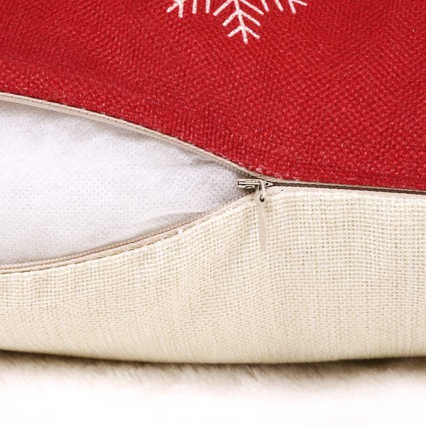 Christmas Pillow Covers 18x18 Set of 4 Red Plaid Throw Pillowcase Christmas Decorations Deer Snowflake