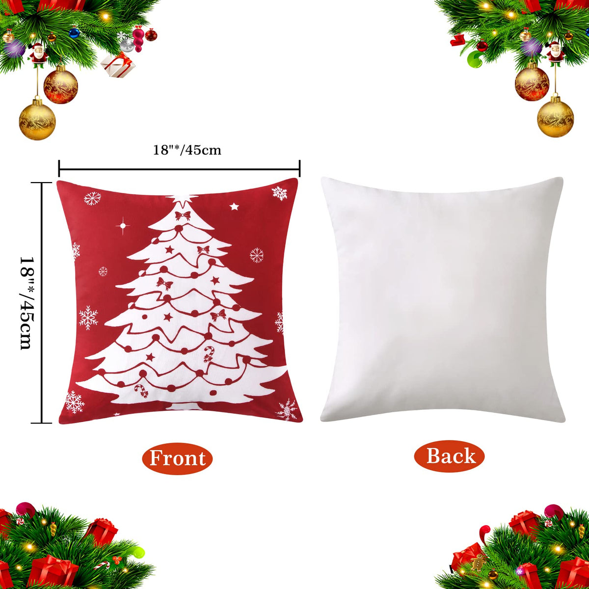 18 x18 Set of 4 Farmhouse Decorative Throw Cushion Covers Deer Christmas Tree Snowflake