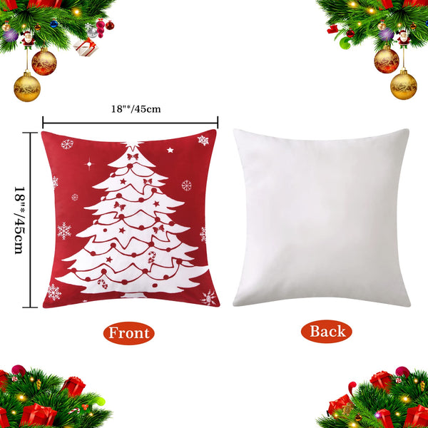 18 x18 Set of 4 Farmhouse Decorative Throw Cushion Covers Deer Christmas Tree Snowflake